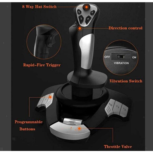PXN-F16 Flight Stick Joystick Game Controller for PC Fly Aviation Games Parts - Picture 4 of 14